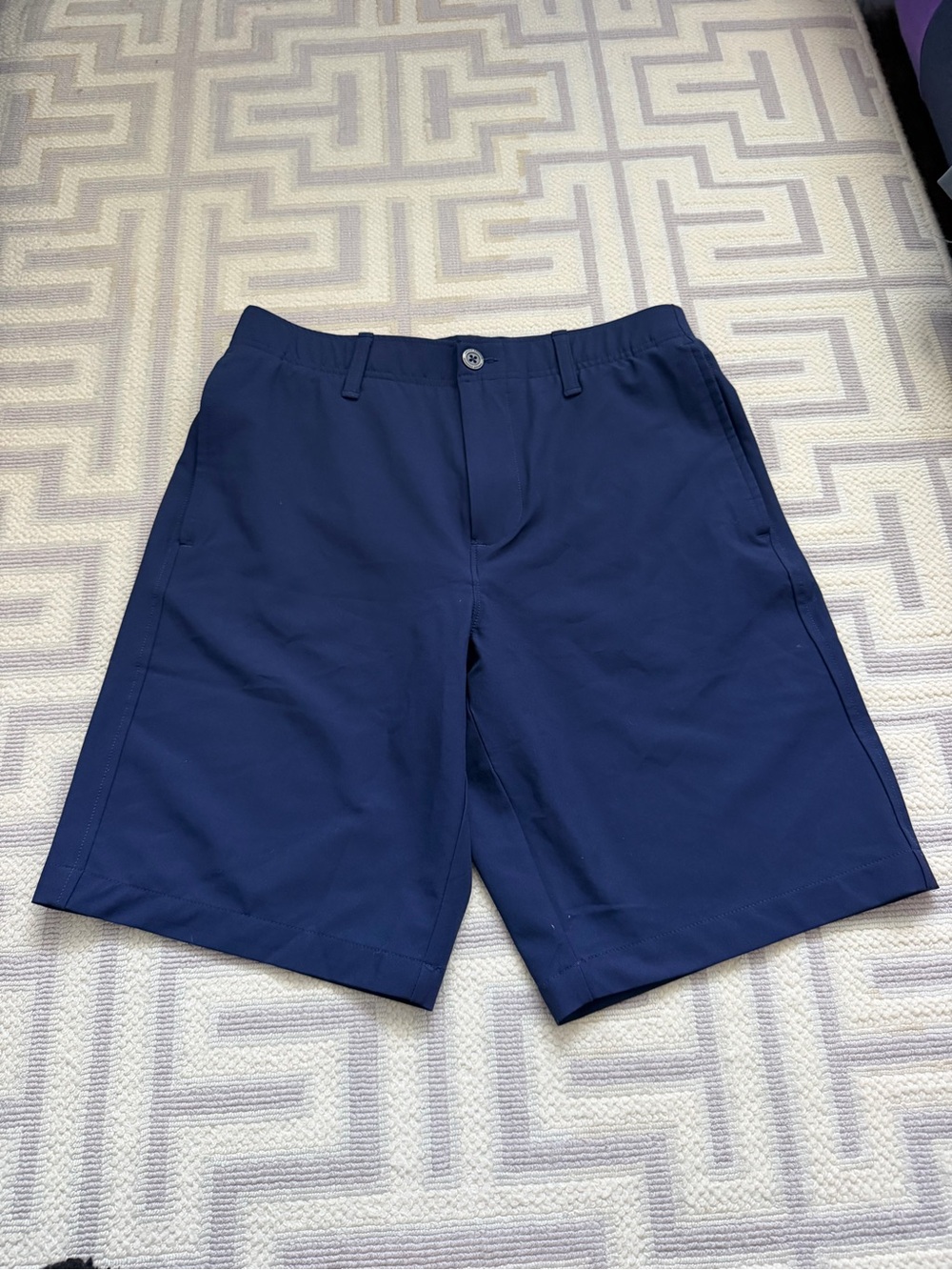 10” inseam UA Men's Dark Blue Flat Front Performance Shorts